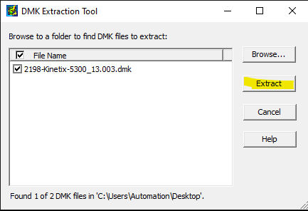 Select the firmware file the select extract