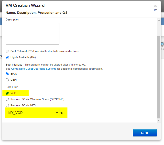 How to create Stratus Virtual image from an ISO image located on a window10 share. 