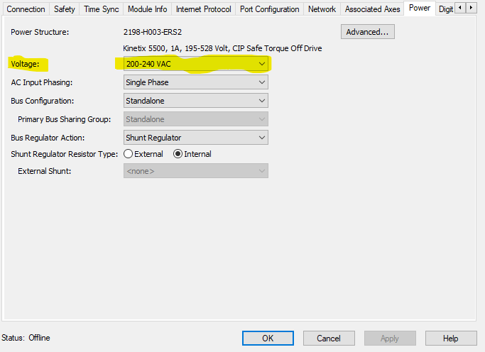 Why is the motor I want not showing up in my axis properties?